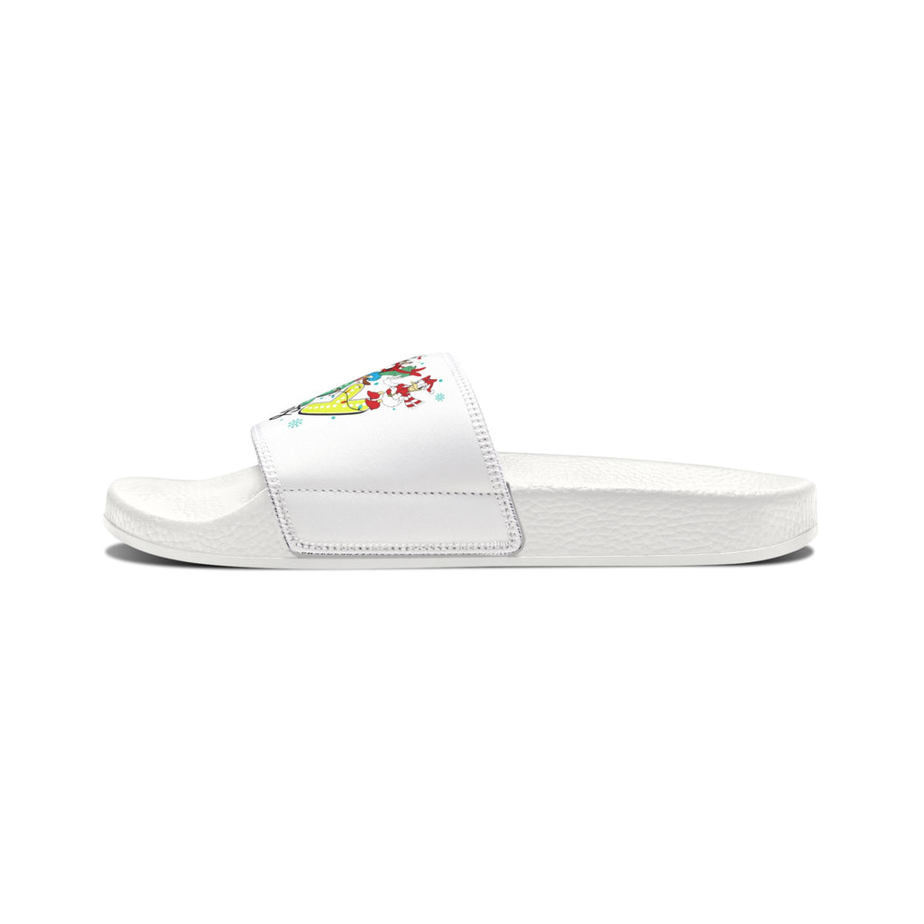 Youth Christmas Slide Sandals  "Merry Christmas" Holiday Cartoon Slides