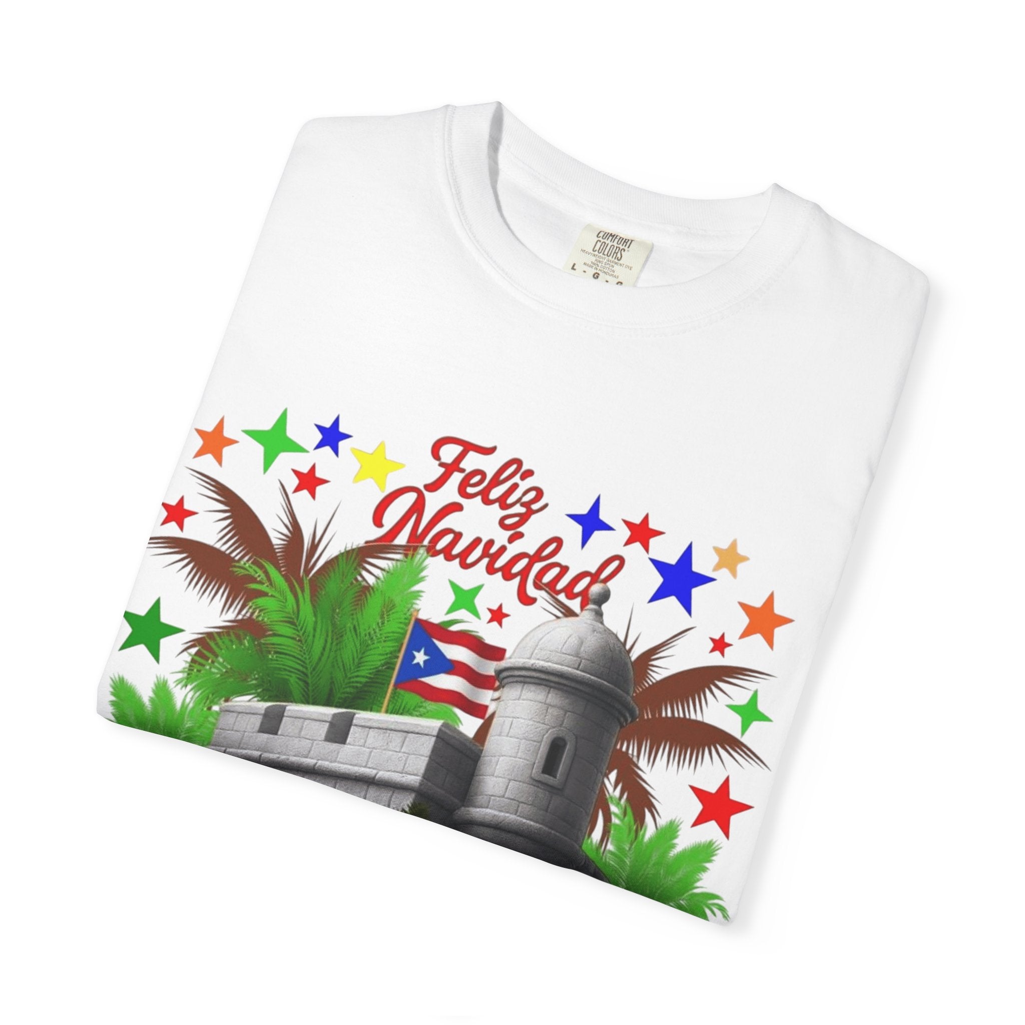 Feliz Navidad Puerto Rico T-Shirt  Castillo & Coquí Holiday Tee Puerto Rico Navidades