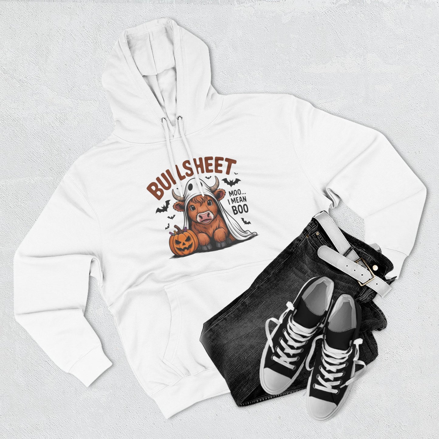 Spooky Vibes Only" Halloween Sweater Cozy Ghostly Fleece Hoodie