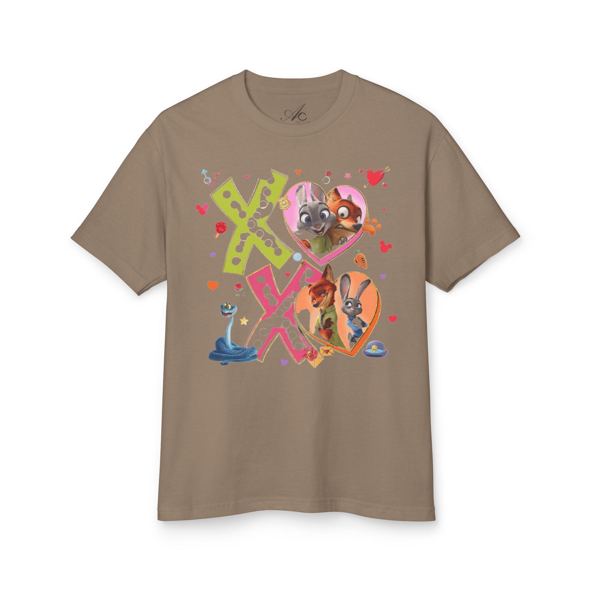 Valentine Cartoon Pets Tee  Cute Hearts & XOXO Graphic T-Shirt