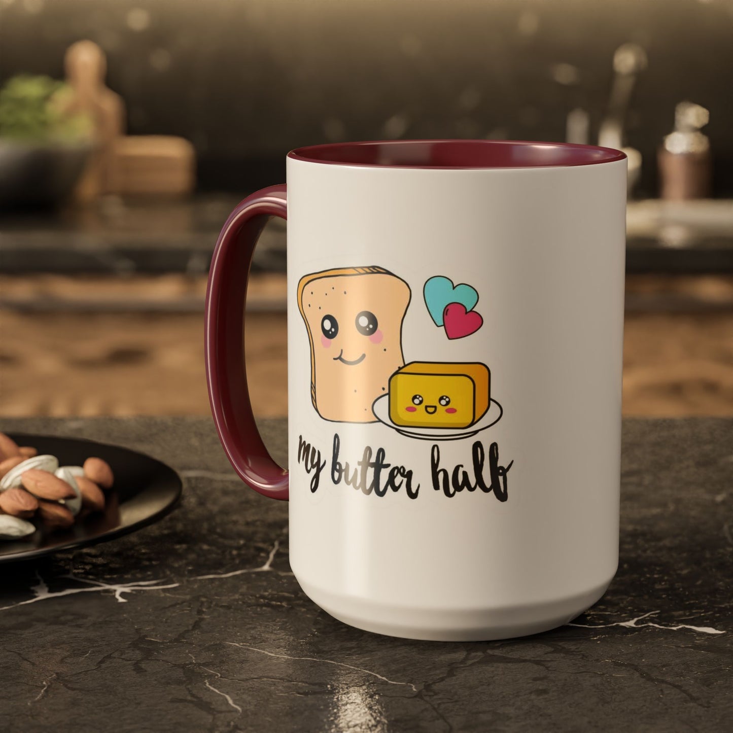 Motivational & Funny Quote Mugs Uplifting Coffee Cup Gifts Cute Foodie Relationship Mug My Butter Half Design, Colorful 11oz & 15oz
