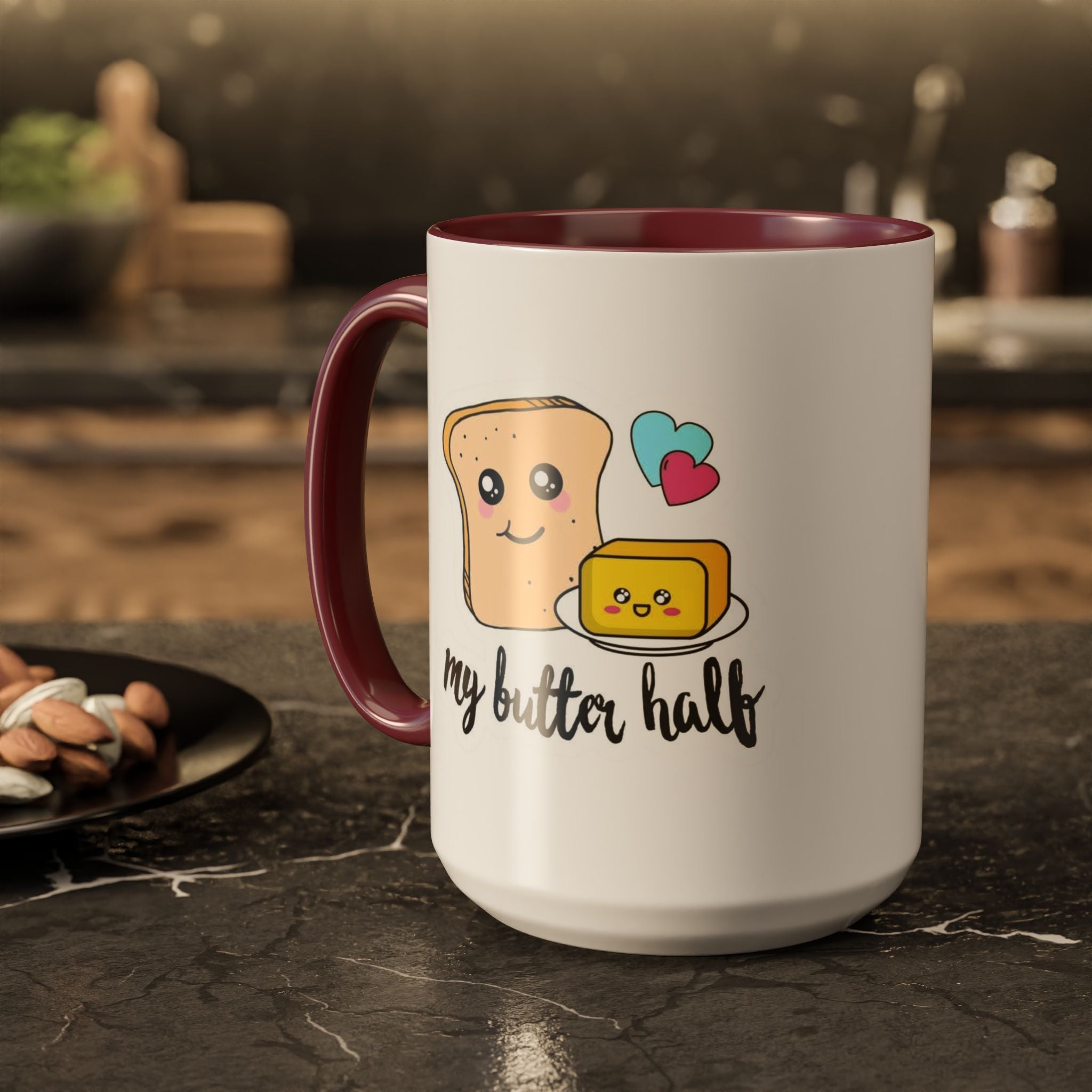 Motivational & Funny Quote Mugs Uplifting Coffee Cup Gifts Cute Foodie Relationship Mug My Butter Half Design, Colorful 11oz & 15oz