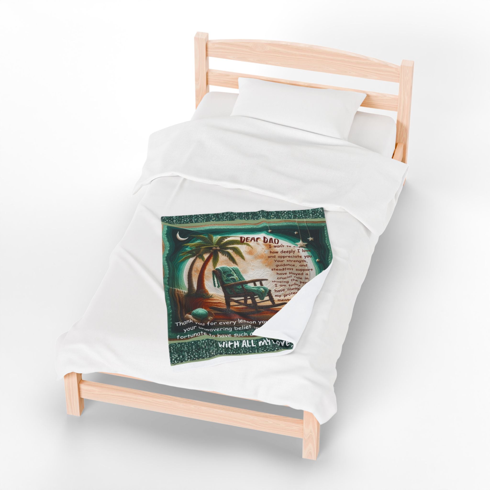 Dear Dad Velveteen Plush Blanket  Sentimental Father’s Day Gift with Rocking Chair Poem