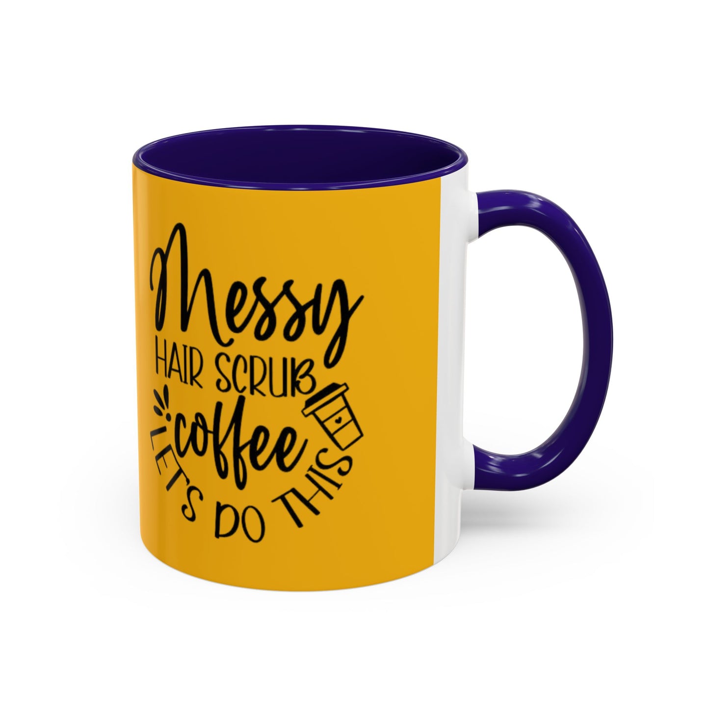 Holiday Coffee Cups with Festive Quotes & Designs Messy Hair Coffee Mug - Fun Yellow Ceramic Cup for Coffee Lovers