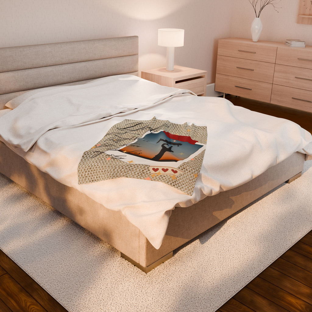 Dad Photo Collage Velveteen Plush Blanket  “Dad, your strength is the star that rules my sky” Great Christmas Gift