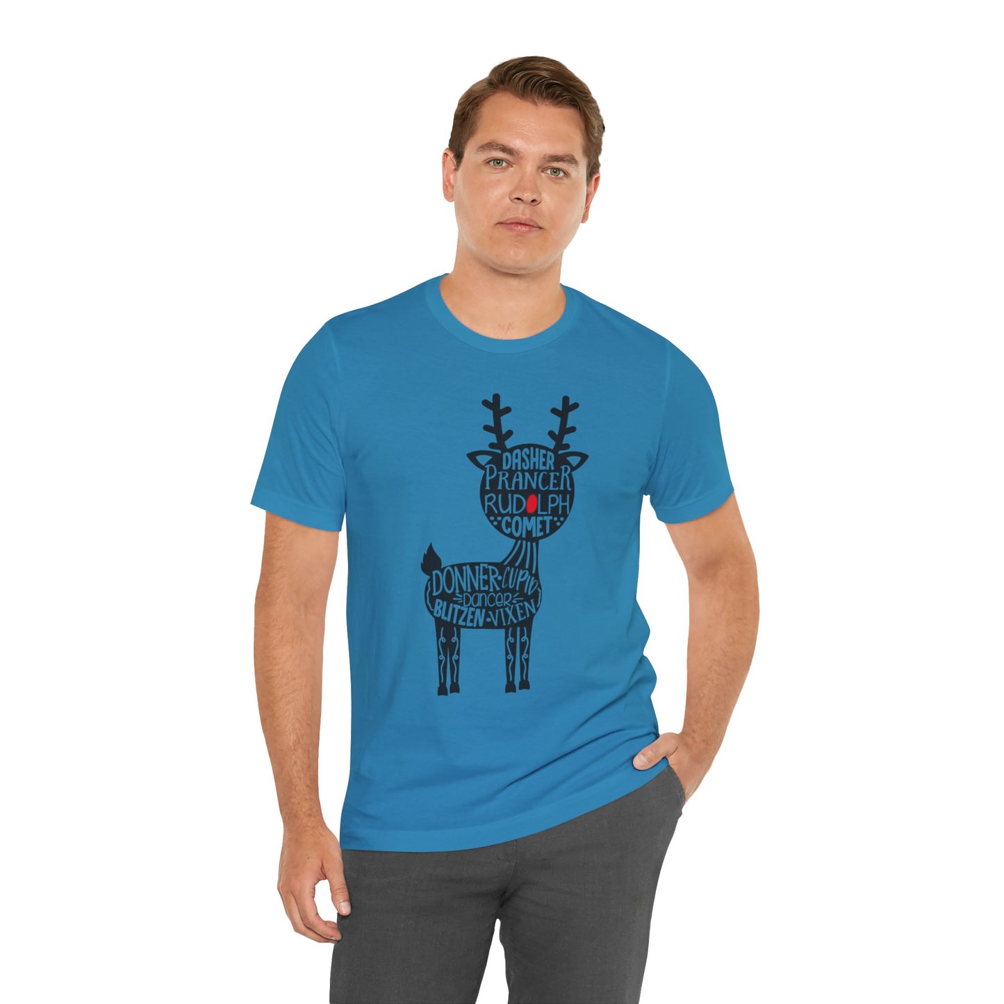 Christmas Reindeer Graphic Tee - Unisex Jersey Short Sleeve Shirt