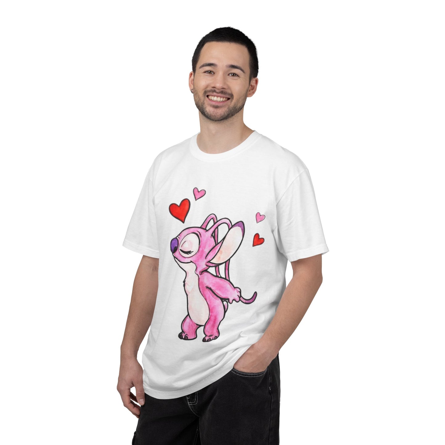 T-Shirt — Cute Pink Cartoon Creature with Hearts | Valentine’s Gift Tee