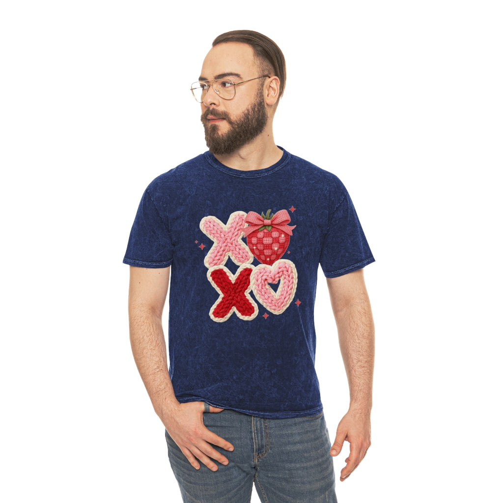 Valentine Strawberry XOXO Mineral Wash T-Shirt