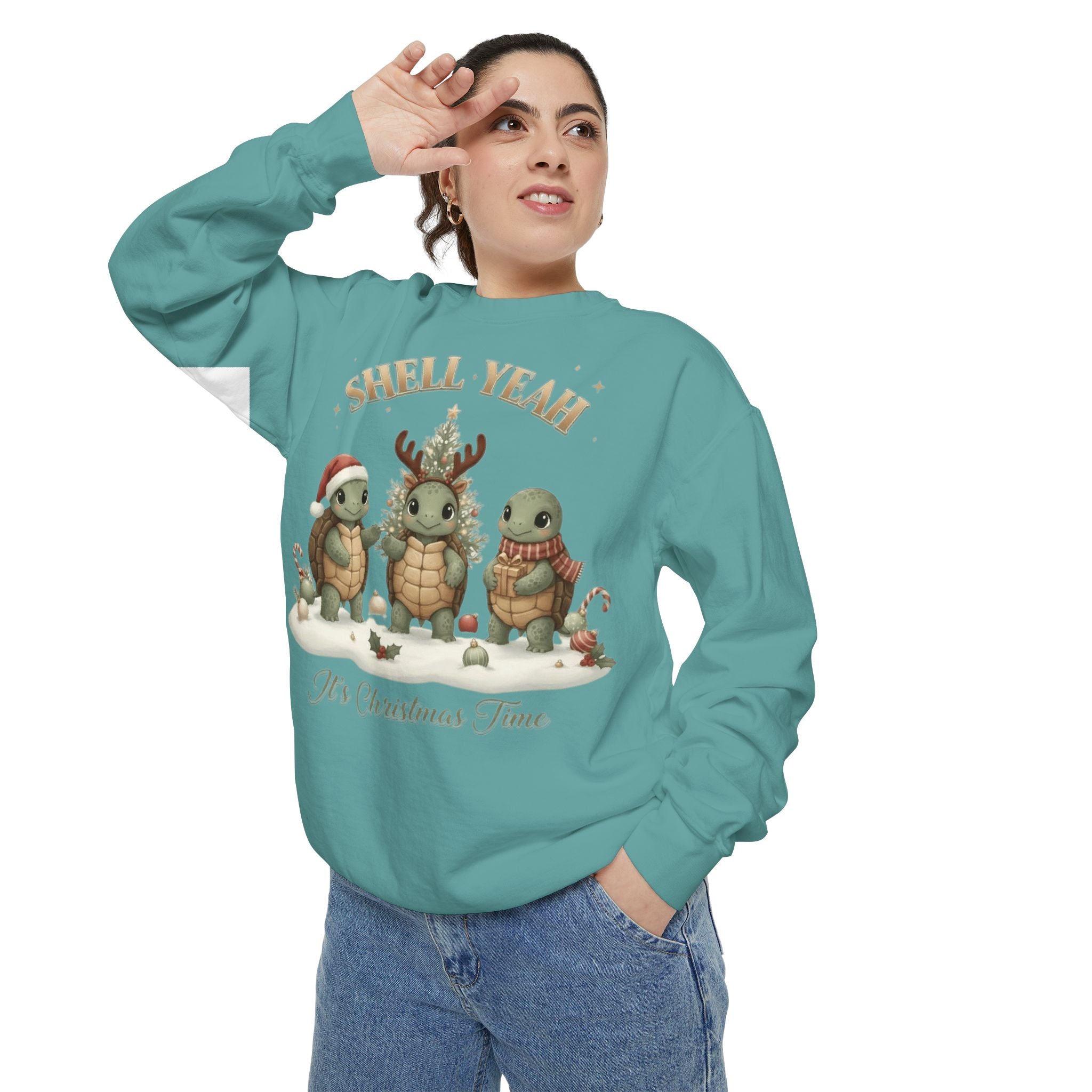Christmas Turtle Sweatshirt  "Shell Yeah, It’s Christmas Time" Holiday Pullover