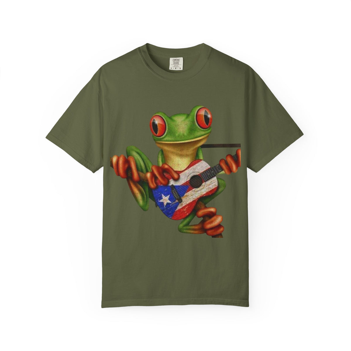 Where Boricua Meets Funky Guitar Frog T-Shirt, , Music Lover Gift, Cool Animal T-Shirt, Summer Style, Lightweight Apparel