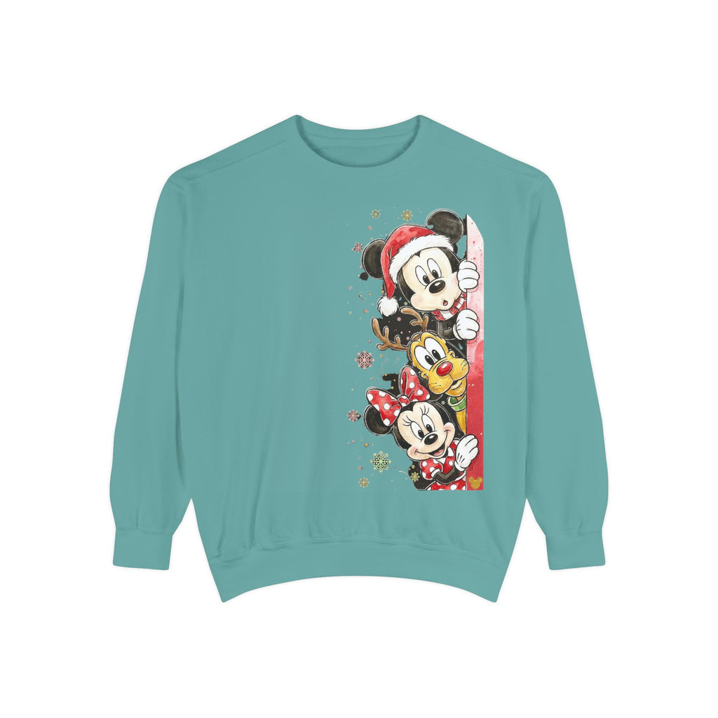 Christmas Disney Characters Sweatshirt  Mickey, Minnie & Pluto Holiday Crew Cartoon Christmas T-shirts and Sweaters