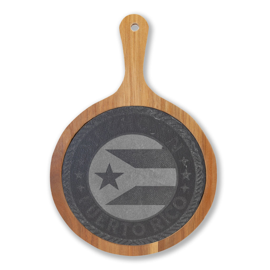 Puerto Rico Engraved Charcuterie Board with Slate Insert & Cheese Tools
