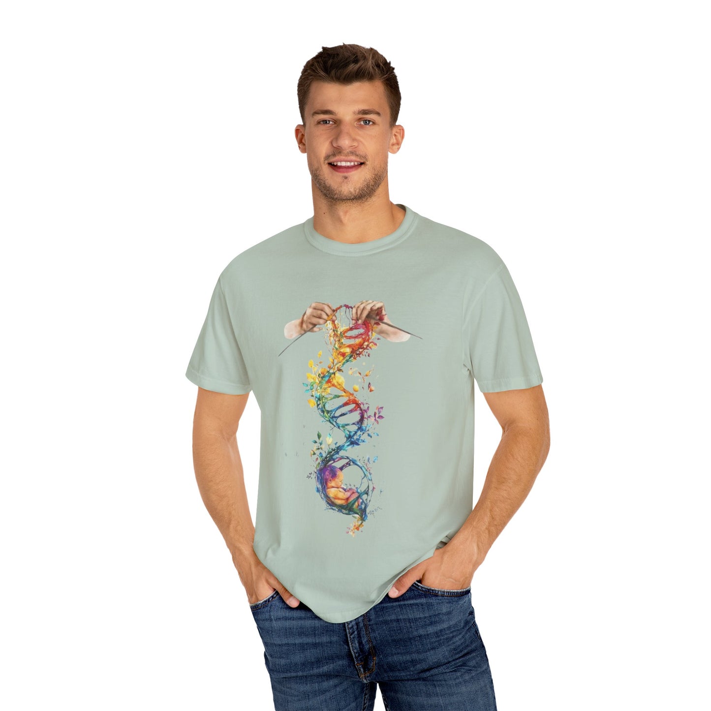 👚 Soft. Stylish. Mom-approved. Order now and gift her something she'll actually wear! Colorful DNA Art Unisex T-shirt, Science Tee, Creative Garment, Gift for Scientists,
