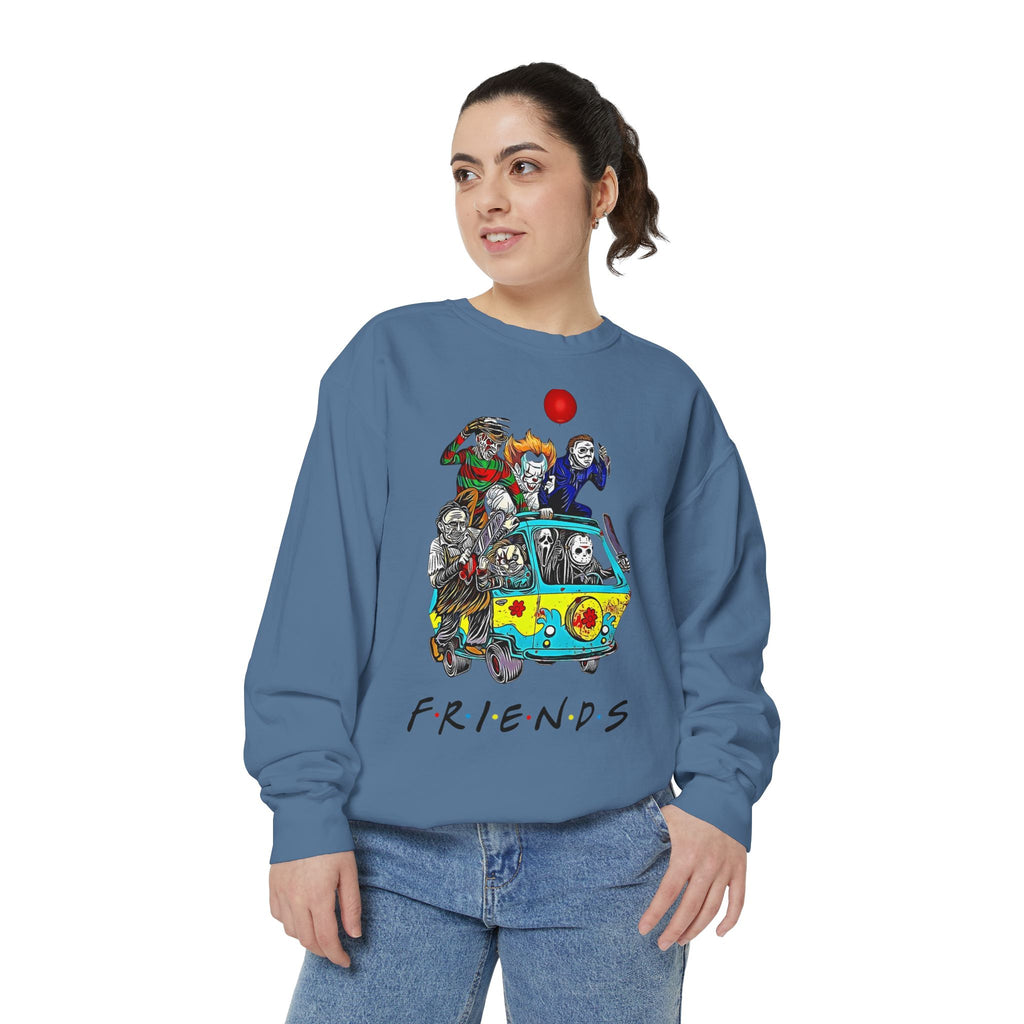 Friends-Inspired Unisex Garment-Dyed Sweatshirt, Cozy Casual Wear, Unique Graphic Sweatshirt, Perfect Gift, Everyday Style