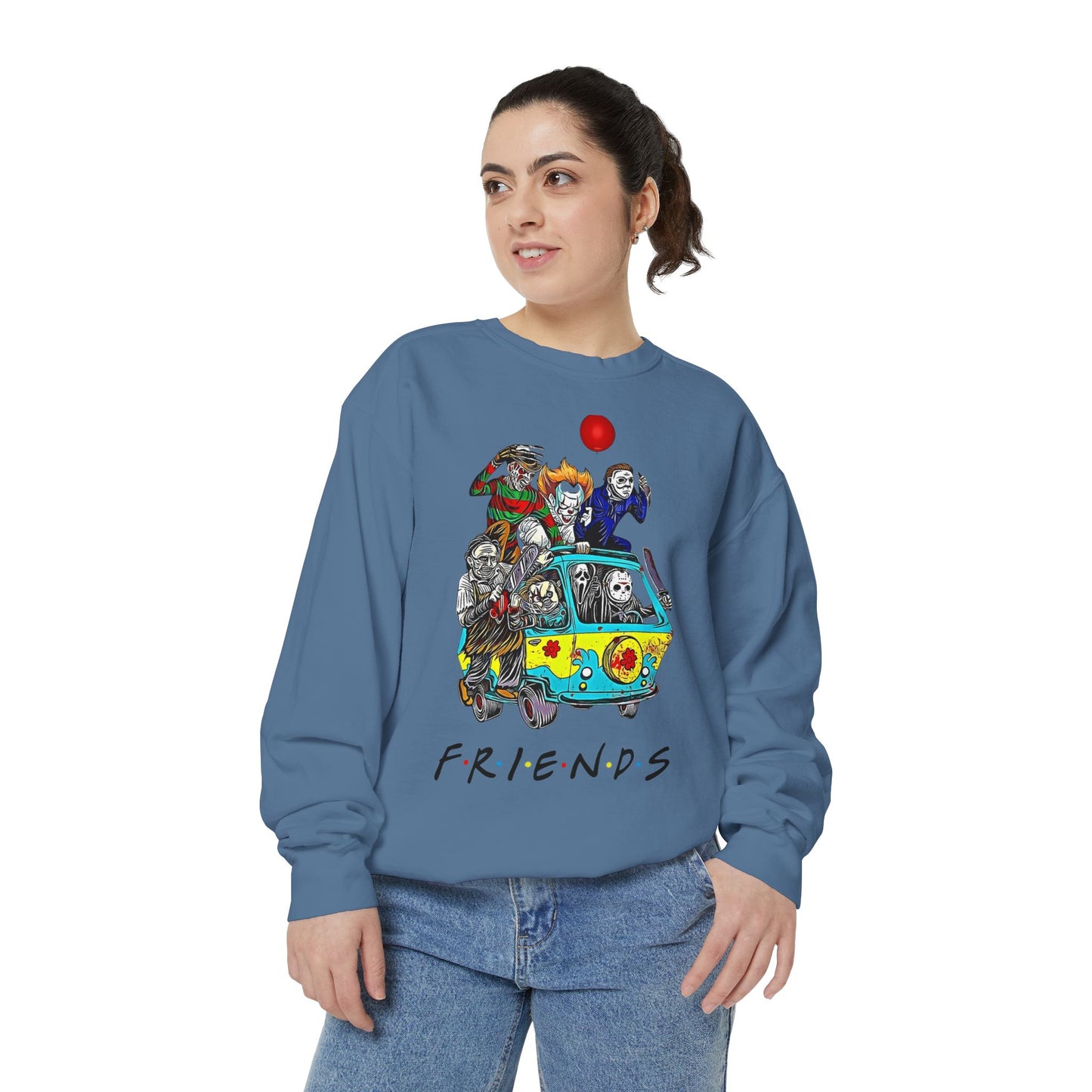 Friends-Inspired Unisex Garment-Dyed Sweatshirt, Cozy Casual Wear, Unique Graphic Sweatshirt, Perfect Gift, Everyday Style