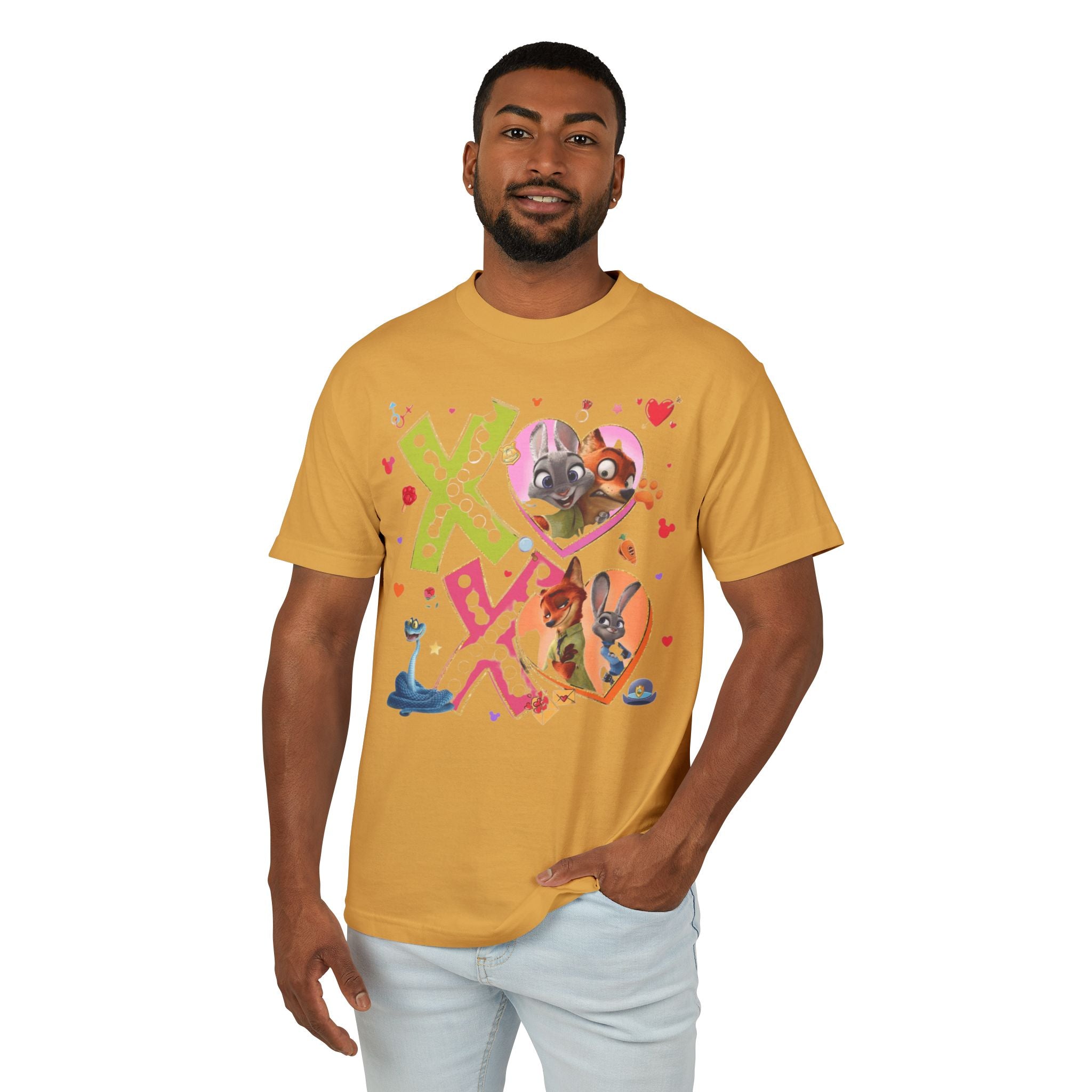 Valentine Cartoon Pets Tee  Cute Hearts & XOXO Graphic T-Shirt