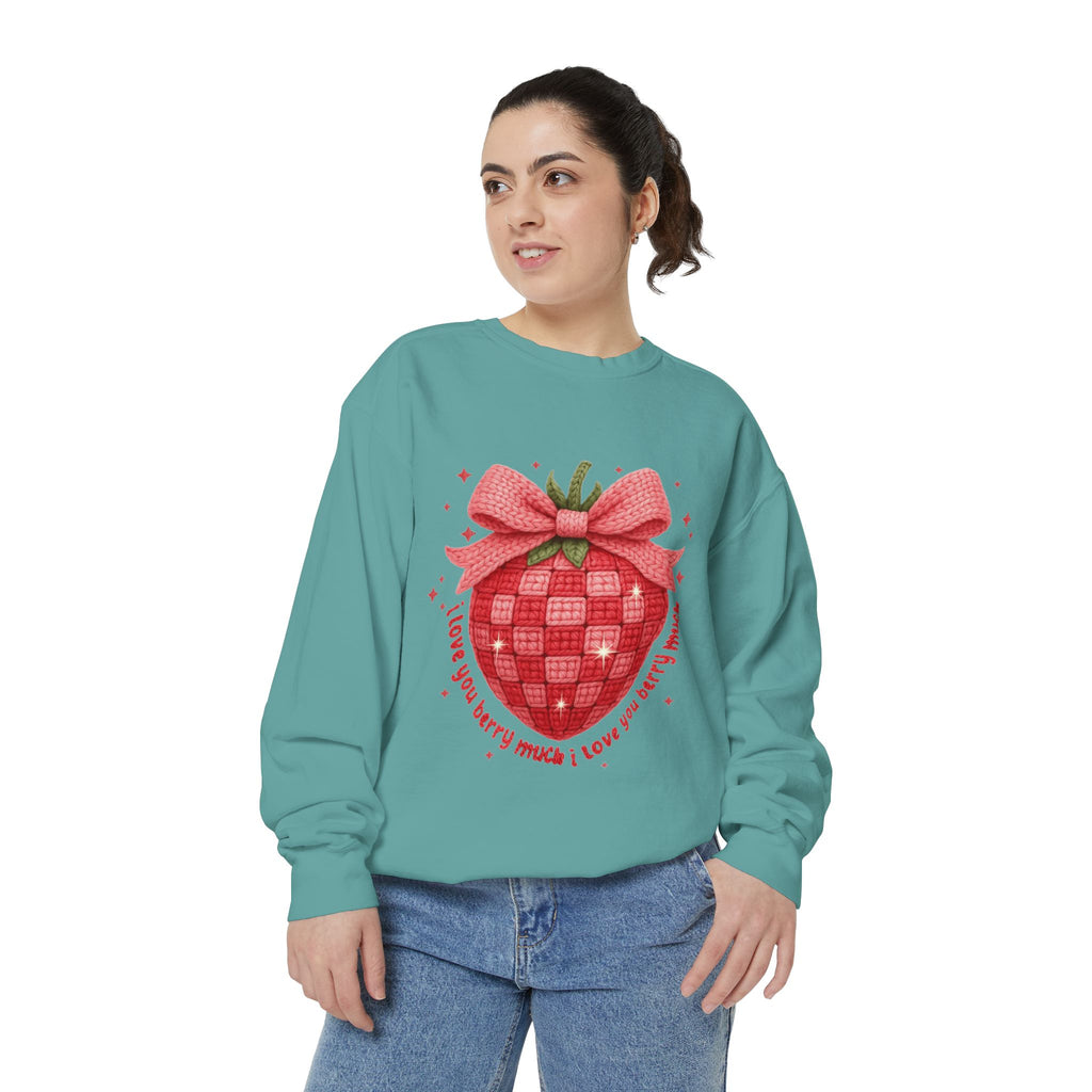 Strawberry Bow Sweatshirt  "I Love You Berry Much" Cute Valentine Pullover