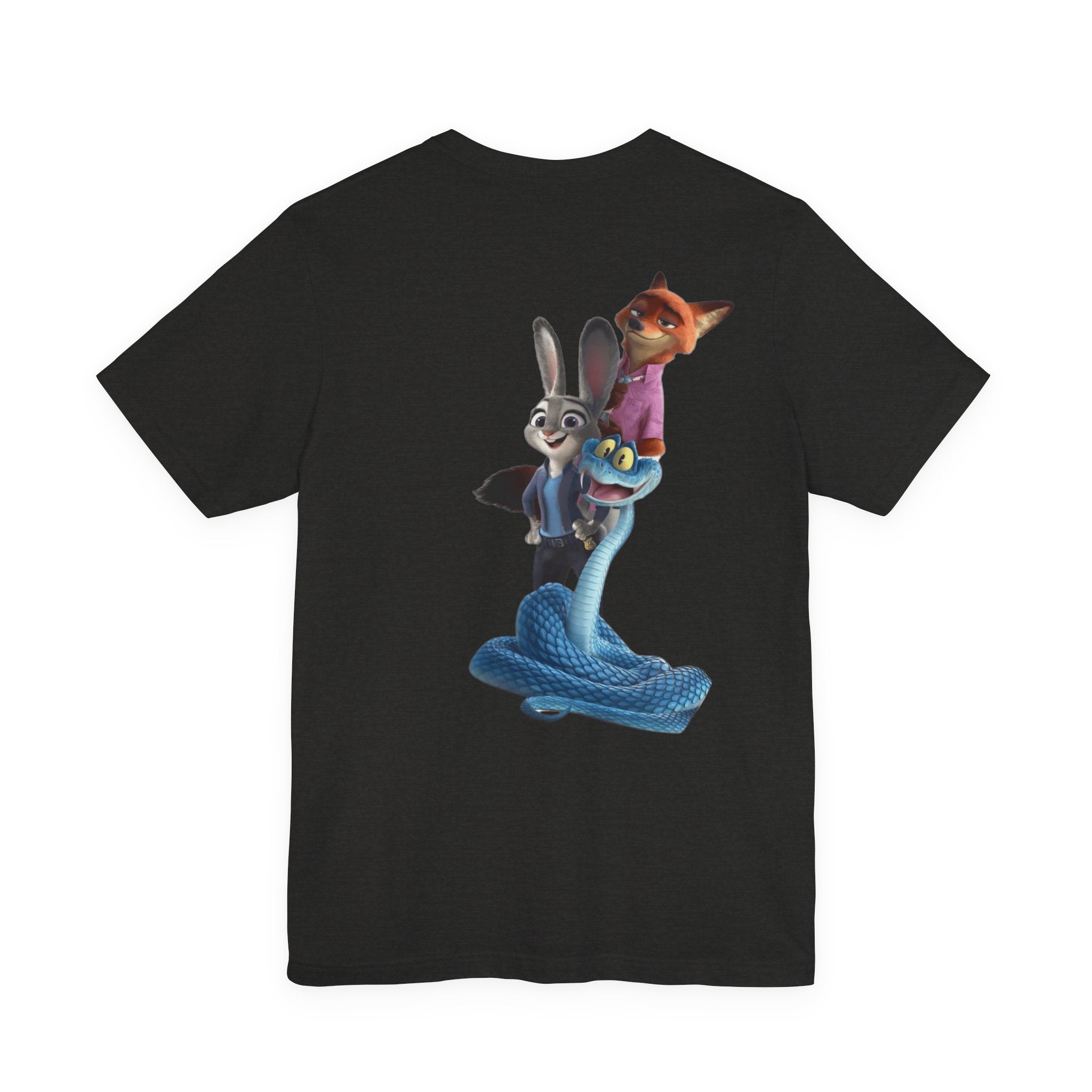 Animated Character Tee — Cute Fox & Bunny Stack Graphic T-Shirt  cartoon-style Christmas artwork