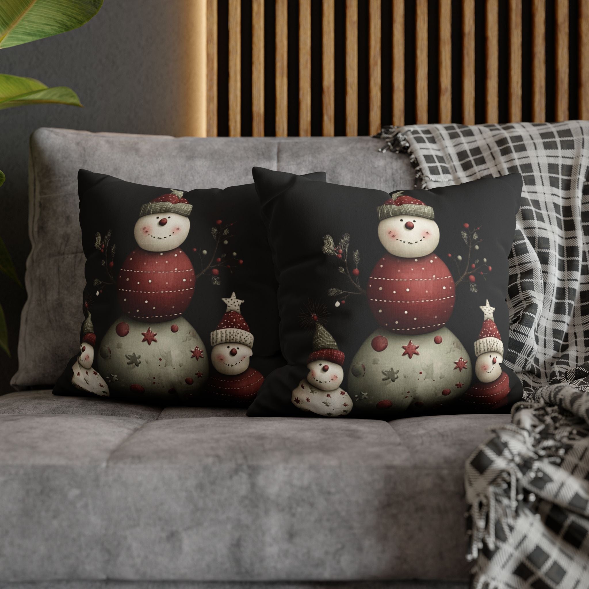 Christmas Snowman Pillowcase — Faux Suede Holiday Throw Pillow Cover CHRISTMAS PILLOW DÉCOR