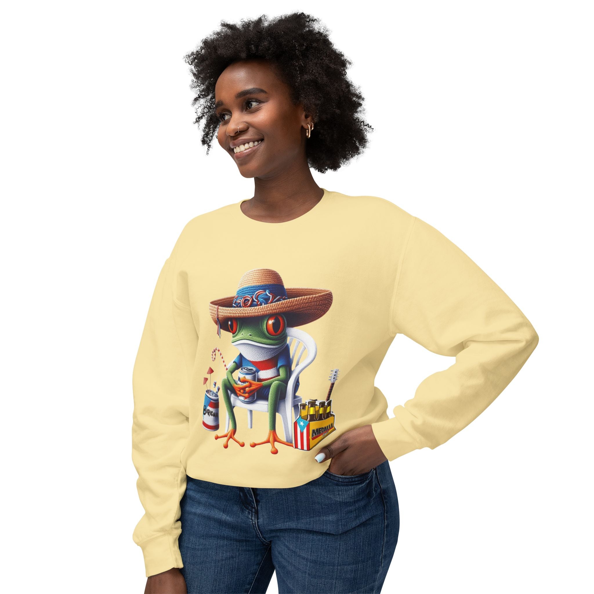 Coqui in Sombrero Crewneck Sweatshirt Puerto Rico’s Navidades