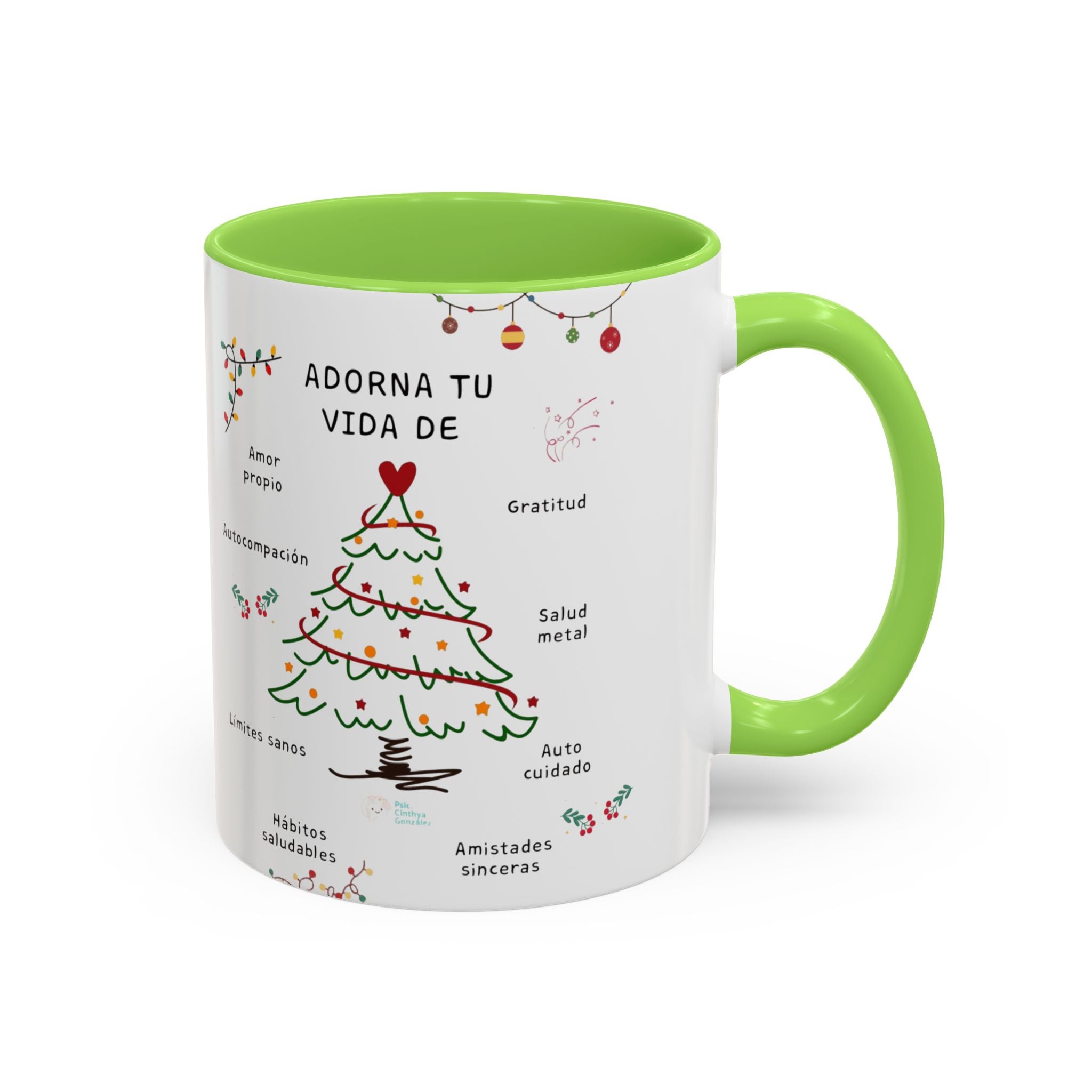 Mug — 'Adorna Tu Vida' Christmas Tree Spanish Holiday Coffee Mug (11oz/15oz)