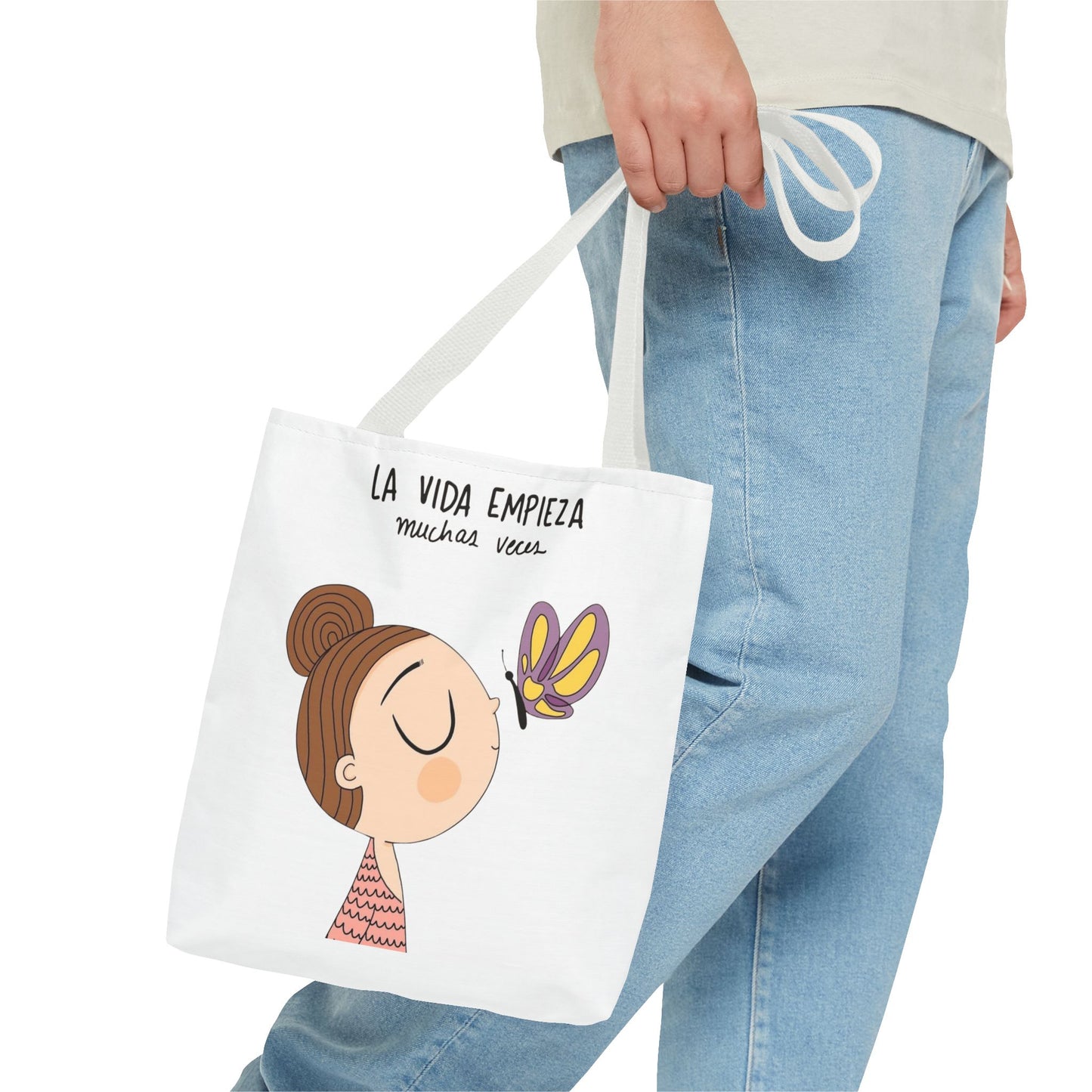 Lleva inspiración contigo a donde vayas, Eco-Friendly Carryall, Motivational Gift, Cute Reusable Shopper, Butterfly Design, Brighten Your Day