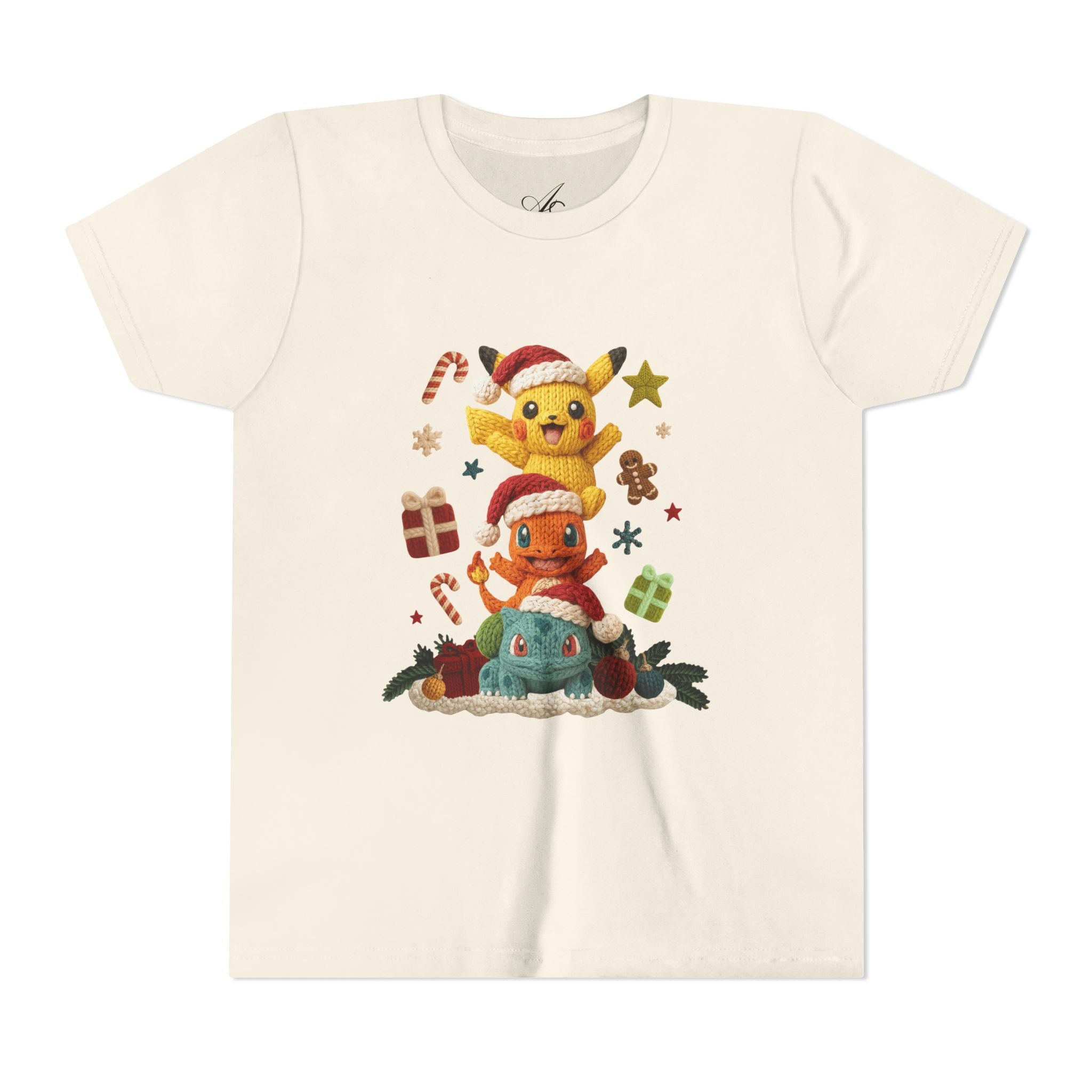 Kids Holiday Tee  Cute Stacked cartoon Characters Christmas Design