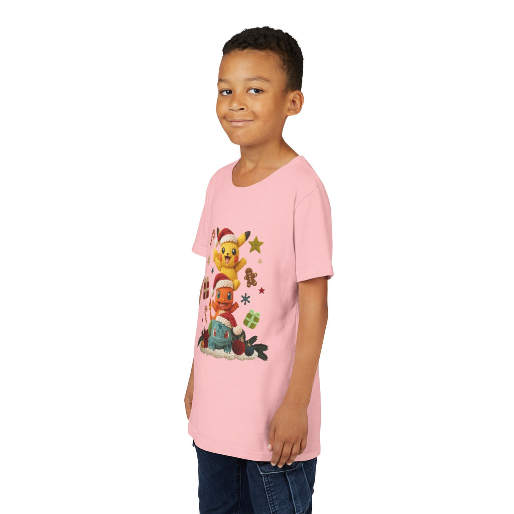 Kids Holiday Tee  Cute Stacked cartoon Characters Christmas Design
