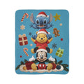 Winter Wonderland Cartoon Fleece Blanket Disney Holiday Plush Stack Fleece Sherpa Blanket  Mickey, Winnie & Stitch Christmas Throw