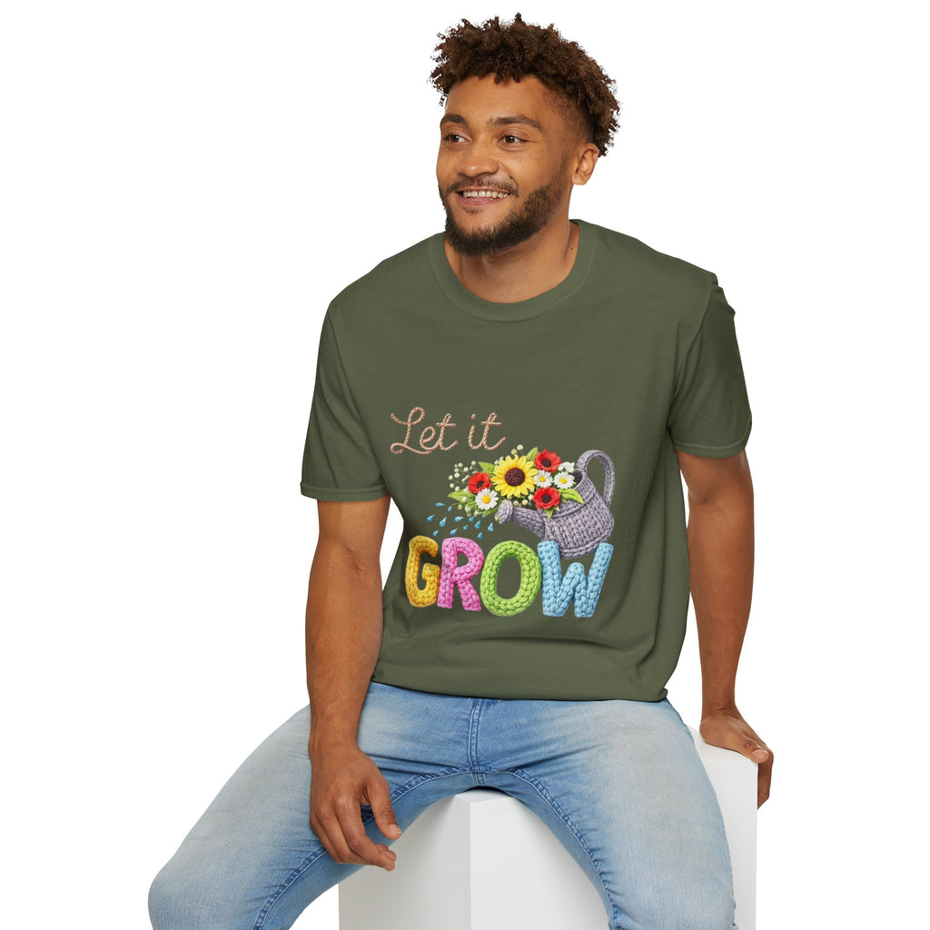 Let It Grow T-Shirt — Floral Watering Can Garden Tee
