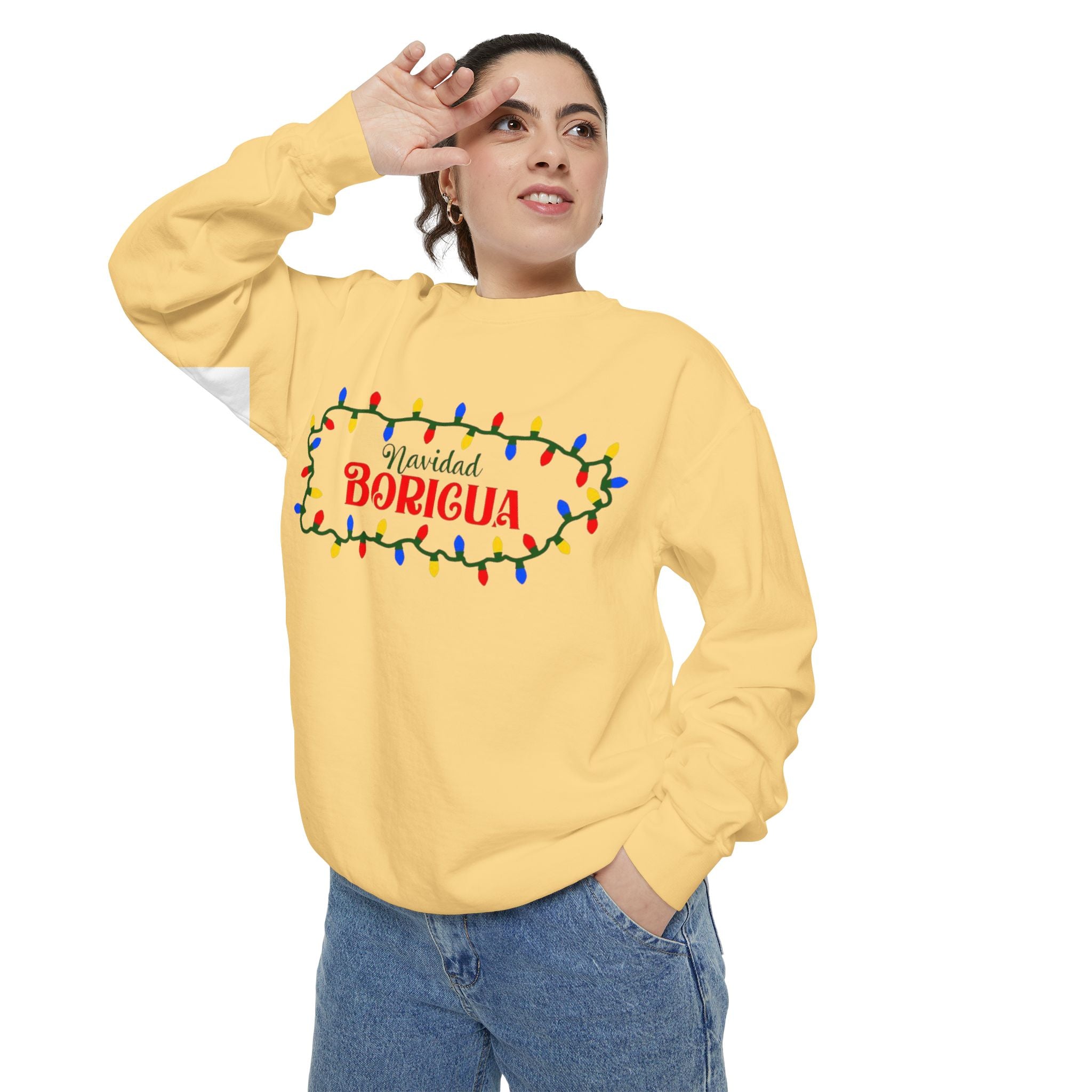 Navidad Boricua Sweatshirt — Puerto Rican Holiday Sweater with Christmas Lights