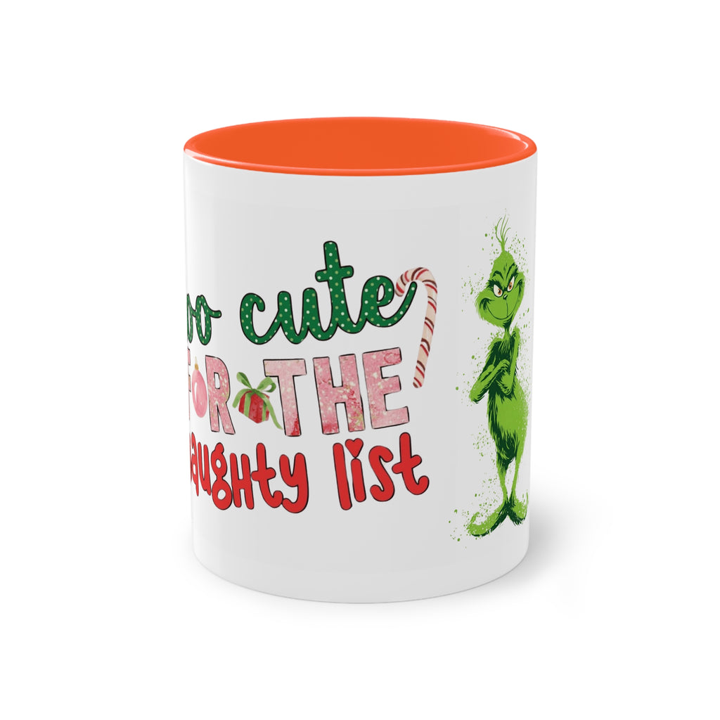 Cute Grinch Two-Tone Coffee Mug - Perfect for Holiday Cheer! Christmas Mugs Collection