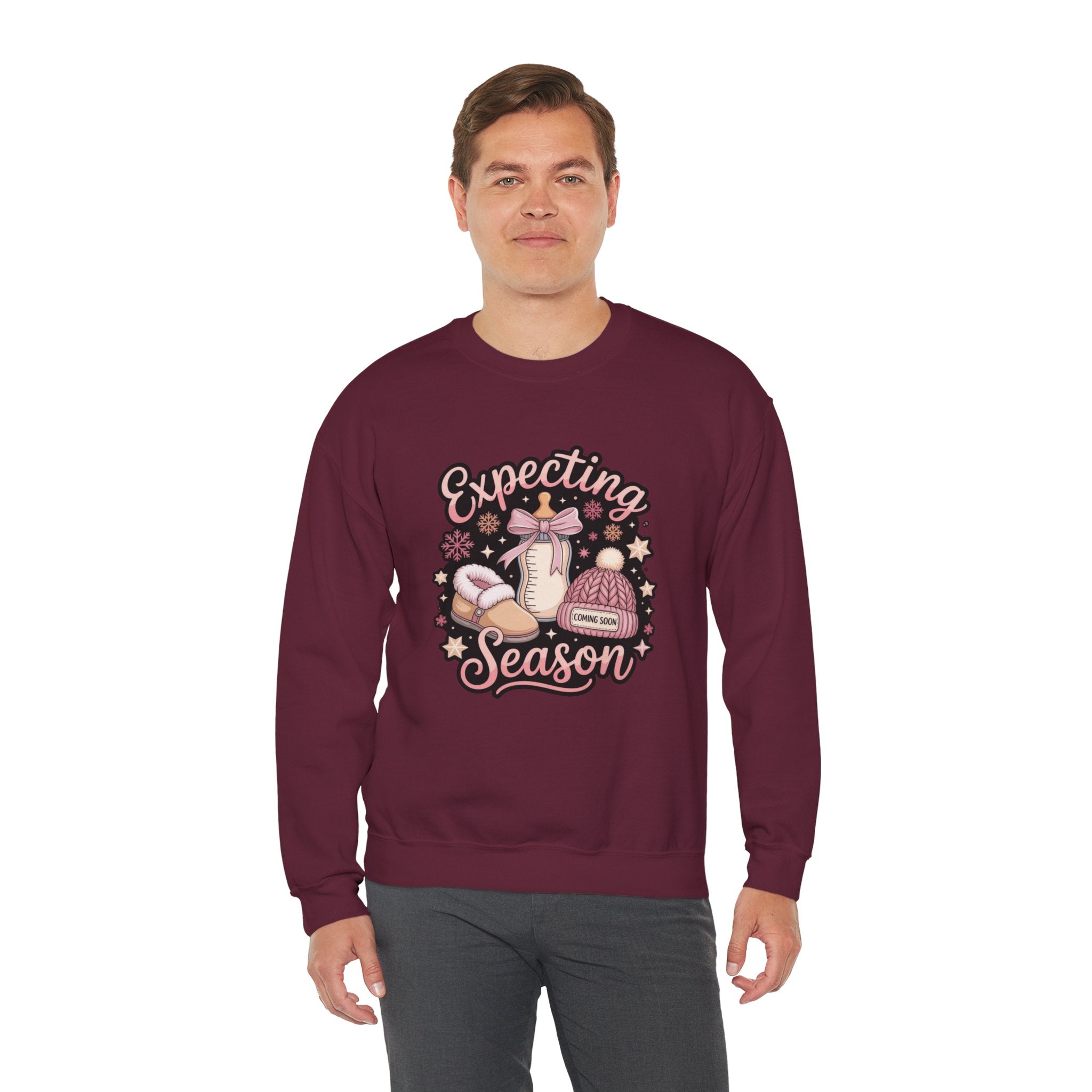 Expecting Season Sweatshirt  Cute Pregnancy Announcement Pullover Cartoon Christmas T-shirts and Sweaters