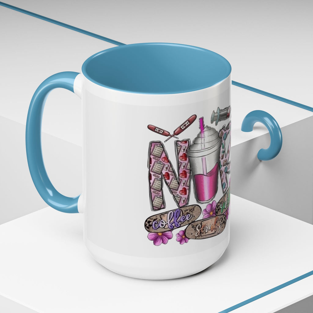 Nurse Love Coffee Mug  Cute Floral Medical Stethoscope & Syringe Design (11/15oz) Medical Christmas Mug