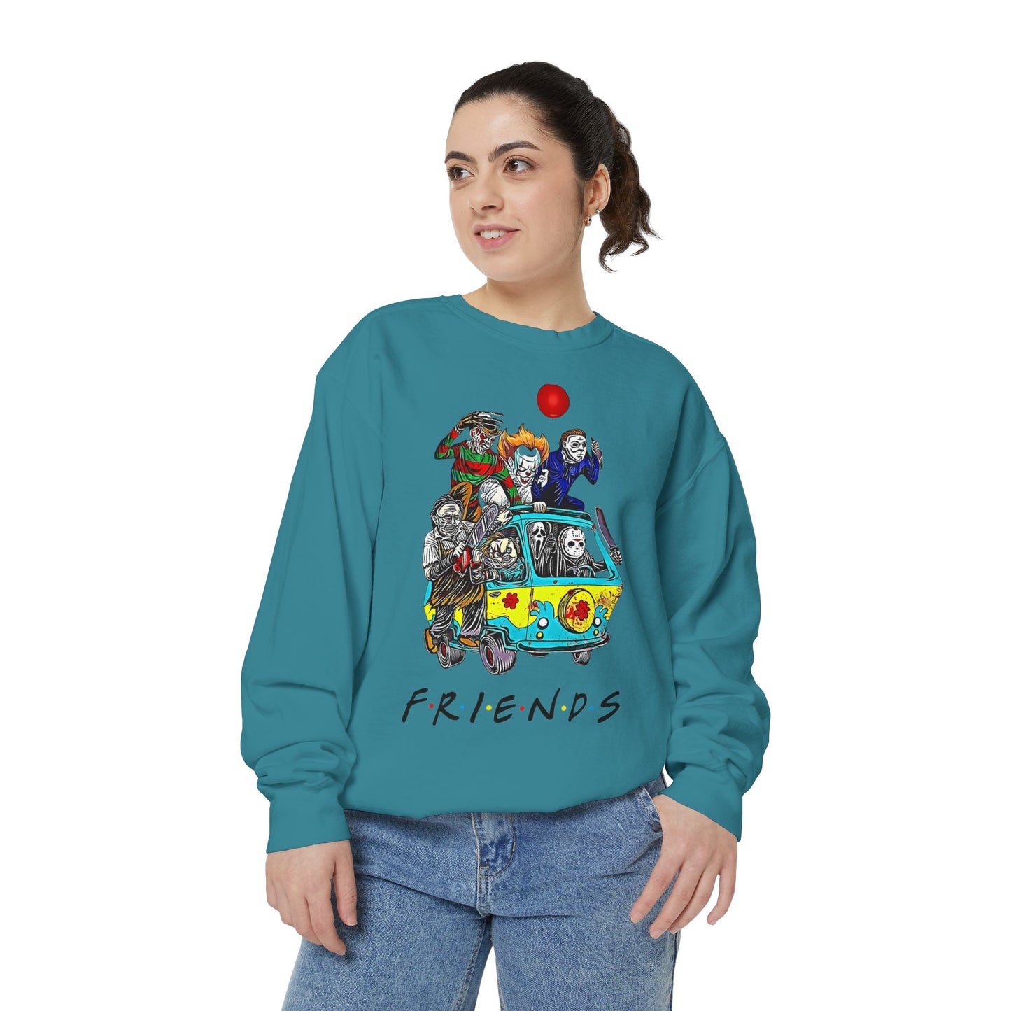Friends-Inspired Unisex Garment-Dyed Sweatshirt, Cozy Casual Wear, Unique Graphic Sweatshirt, Perfect Gift, Everyday Style