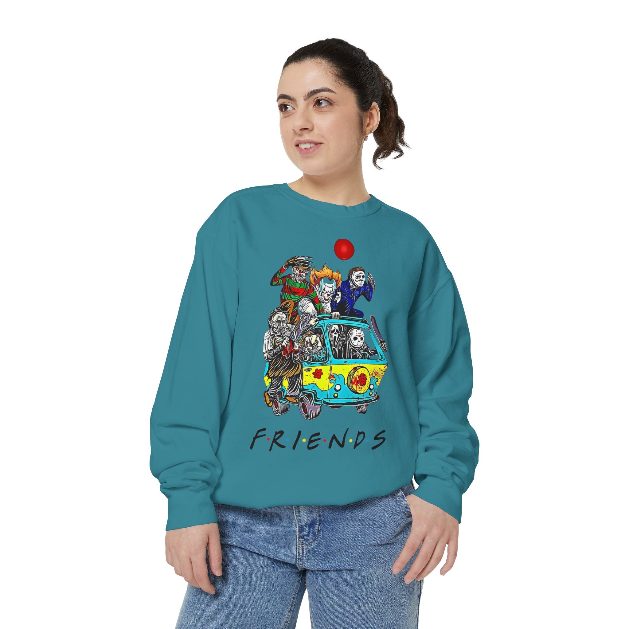 Friends-Inspired Unisex Garment-Dyed Sweatshirt, Cozy Casual Wear, Unique Graphic Sweatshirt, Perfect Gift, Everyday Style