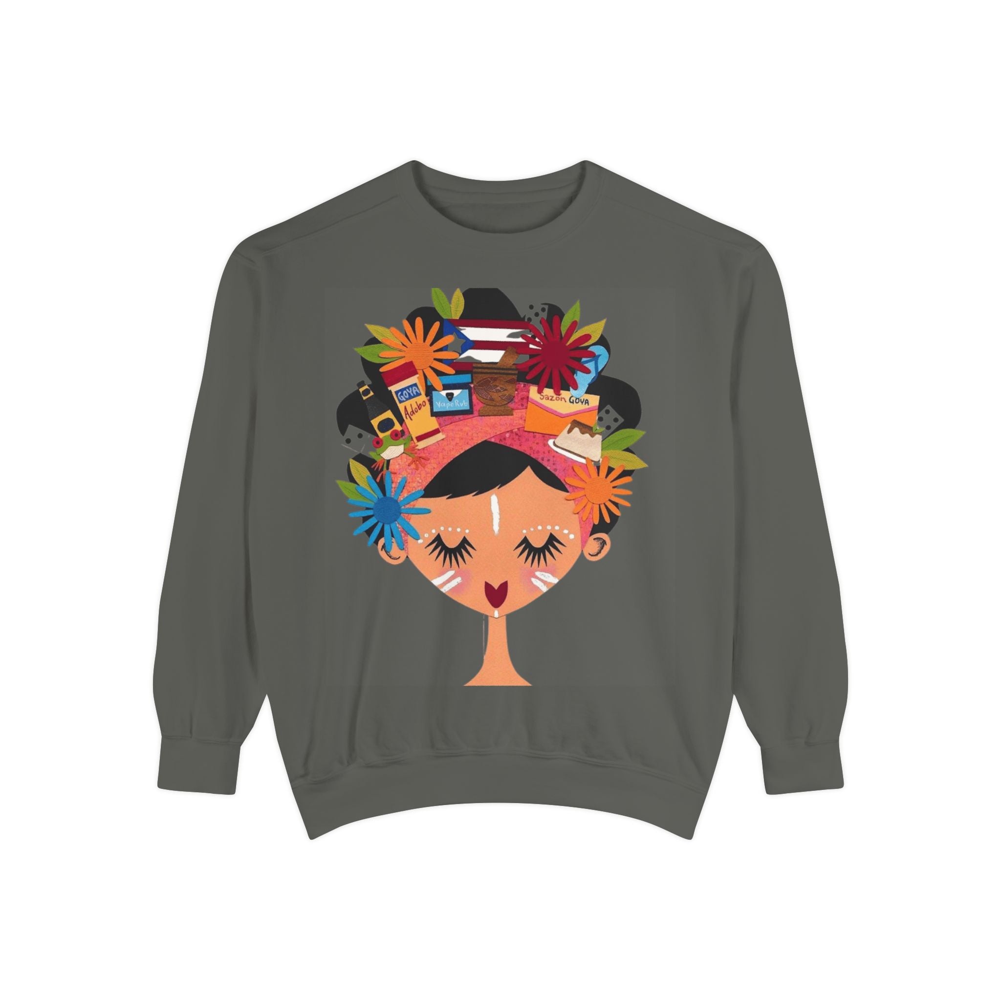 Floral Fiesta Sweatshirt — Colorful Tropical Woman Graphic Puerto Rico Navidades
