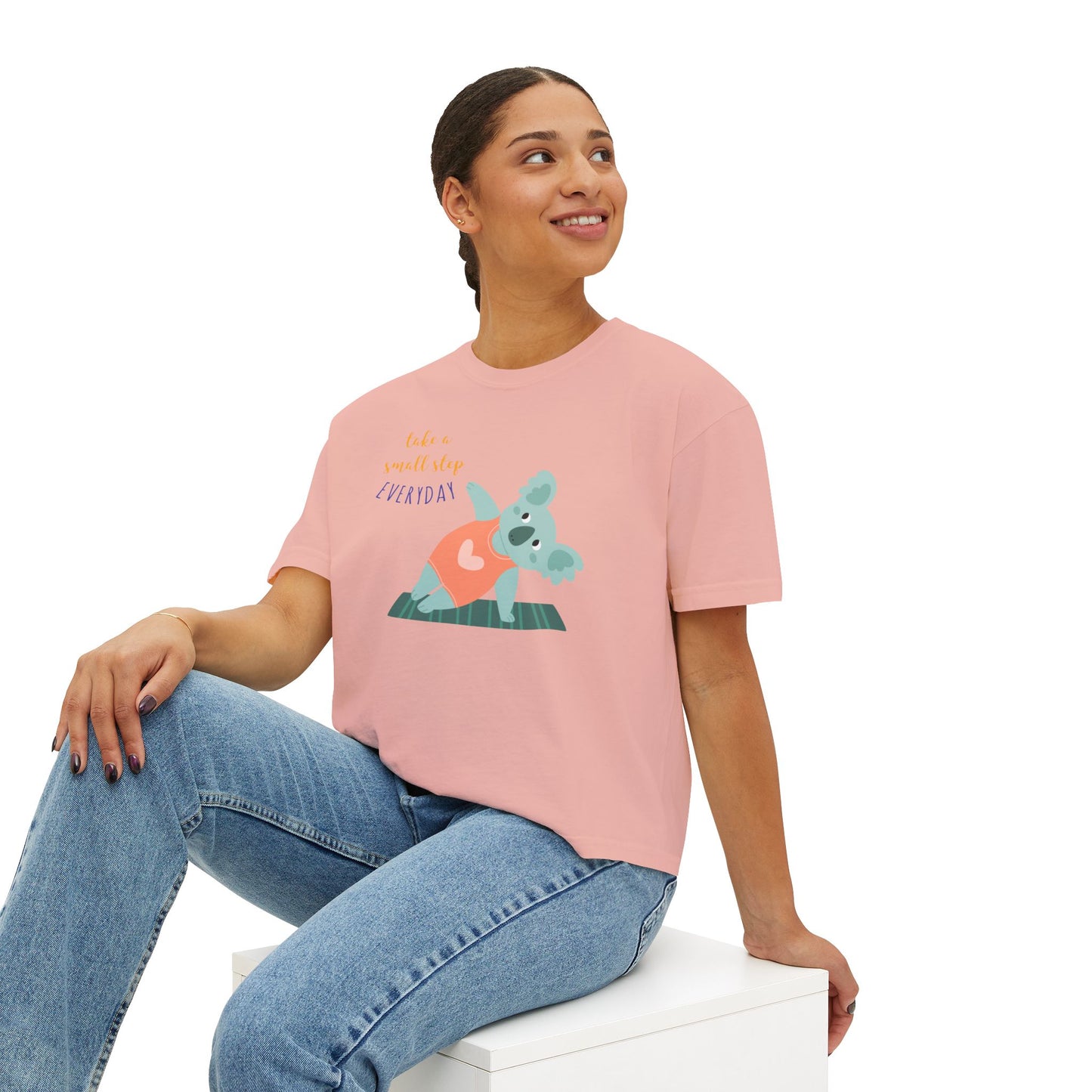 🧘‍♀️ Wear Your Peace. Motivational Women's Boxy Tee - Cute Koala Design, Relaxed Fit for Everyday Wear, Gift for Animal Lovers, Self-Care Message Premium Top