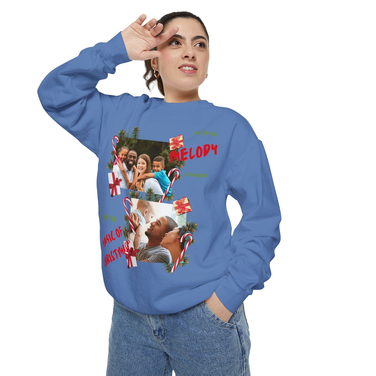 Personalized Christmas Photo Sweatshirt – “You Are the Melody” Holiday Crewneck