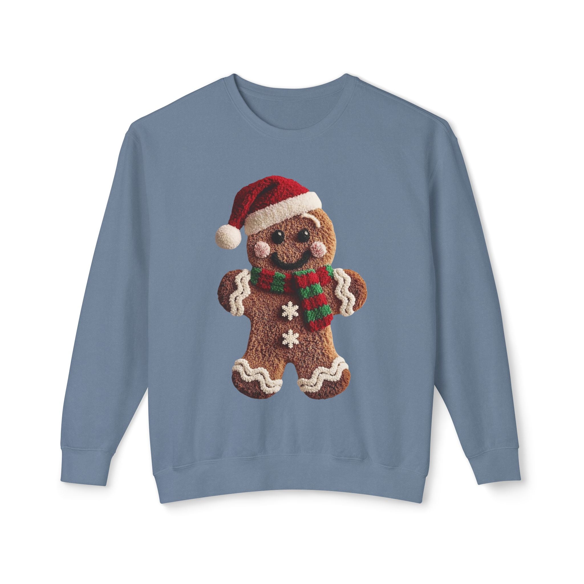 Gingerbread Cookie Christmas Sweatshirt – Cute Santa Hat & Scarf Holiday Crewneck