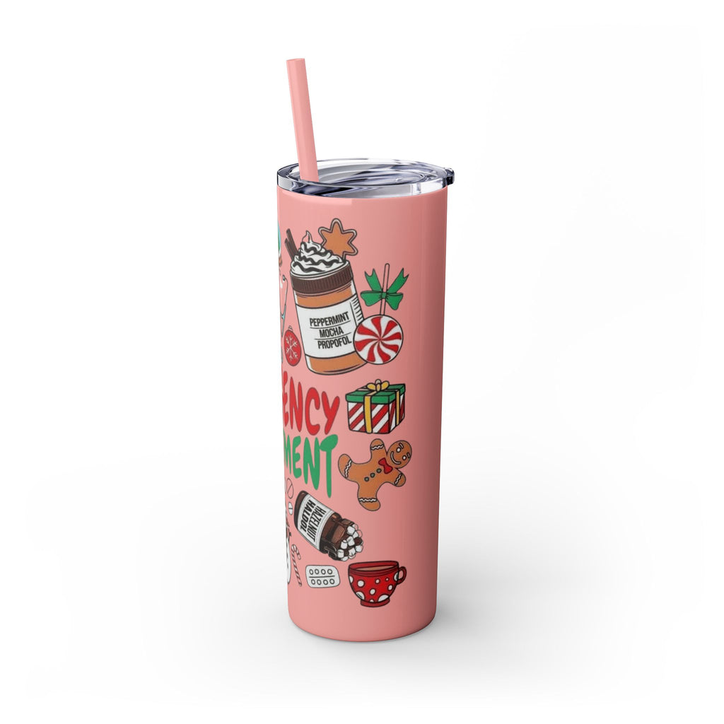 Emergency Department Nurse Christmas Skinny Tumbler - 20oz Holiday Medical Travel Cup with Straw Medical Christmas Mug