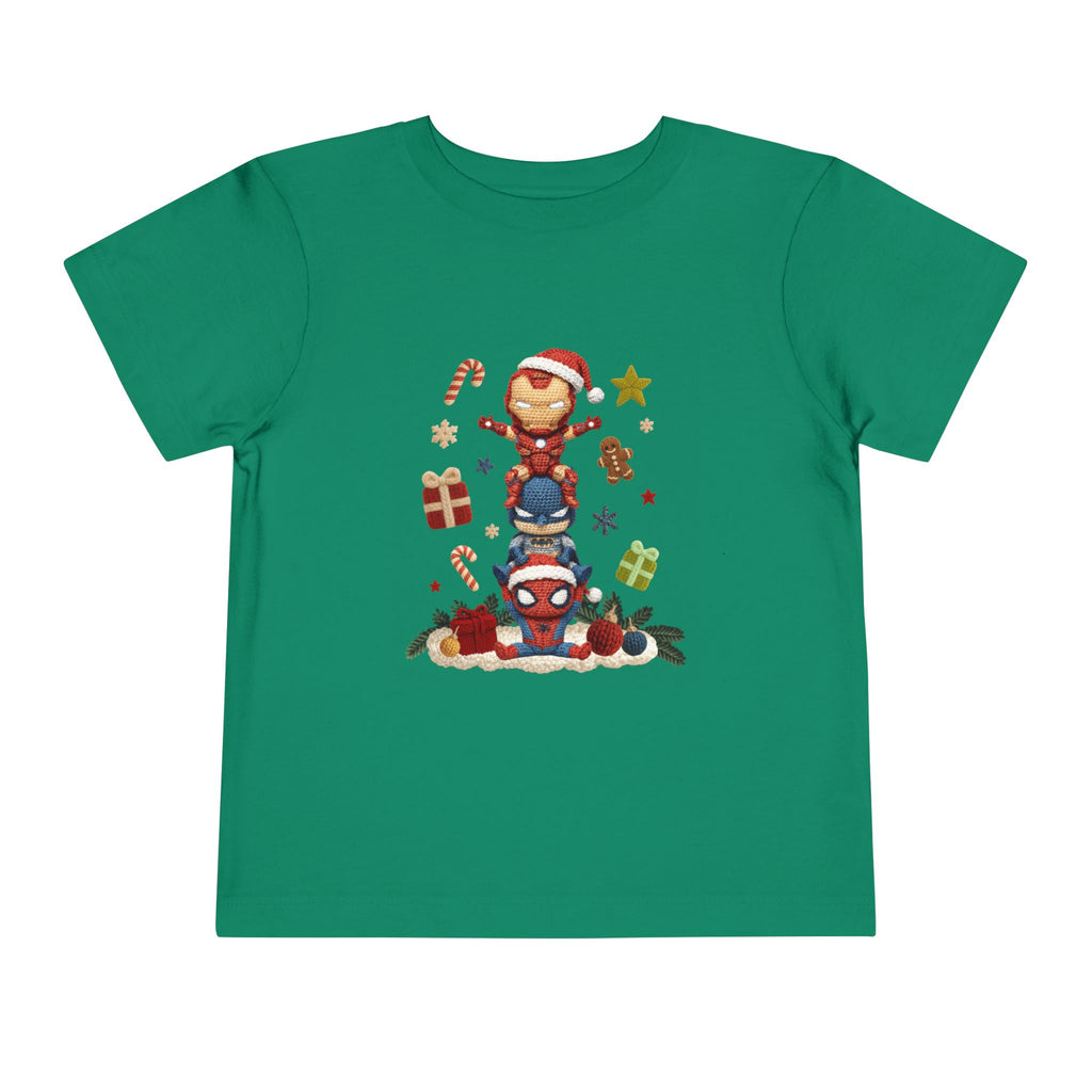 Toddler Tee  Cute Stacked Superhero Christmas Pile christmas kids collection