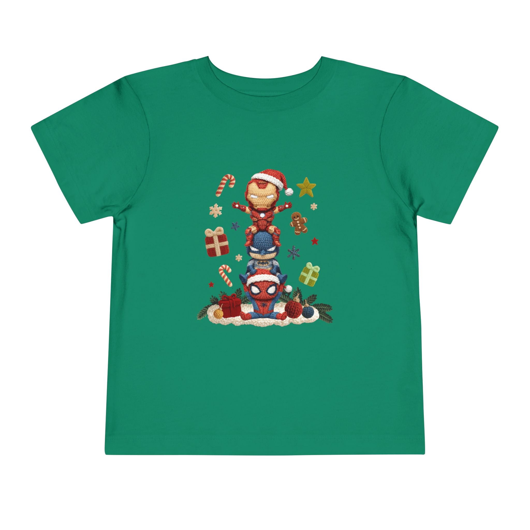 Toddler Tee  Cute Stacked Superhero Christmas Pile christmas kids collection