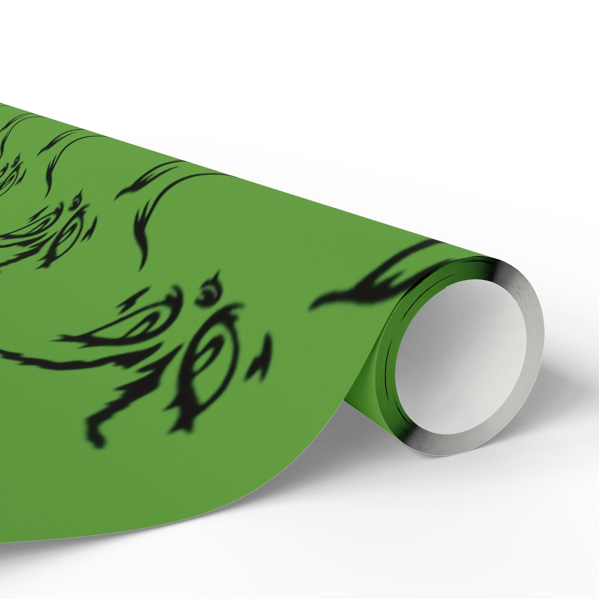 The Grench Wrapping Paper Roll  Green Tribal Swirl Gift Wrap (Holiday & Birthday)