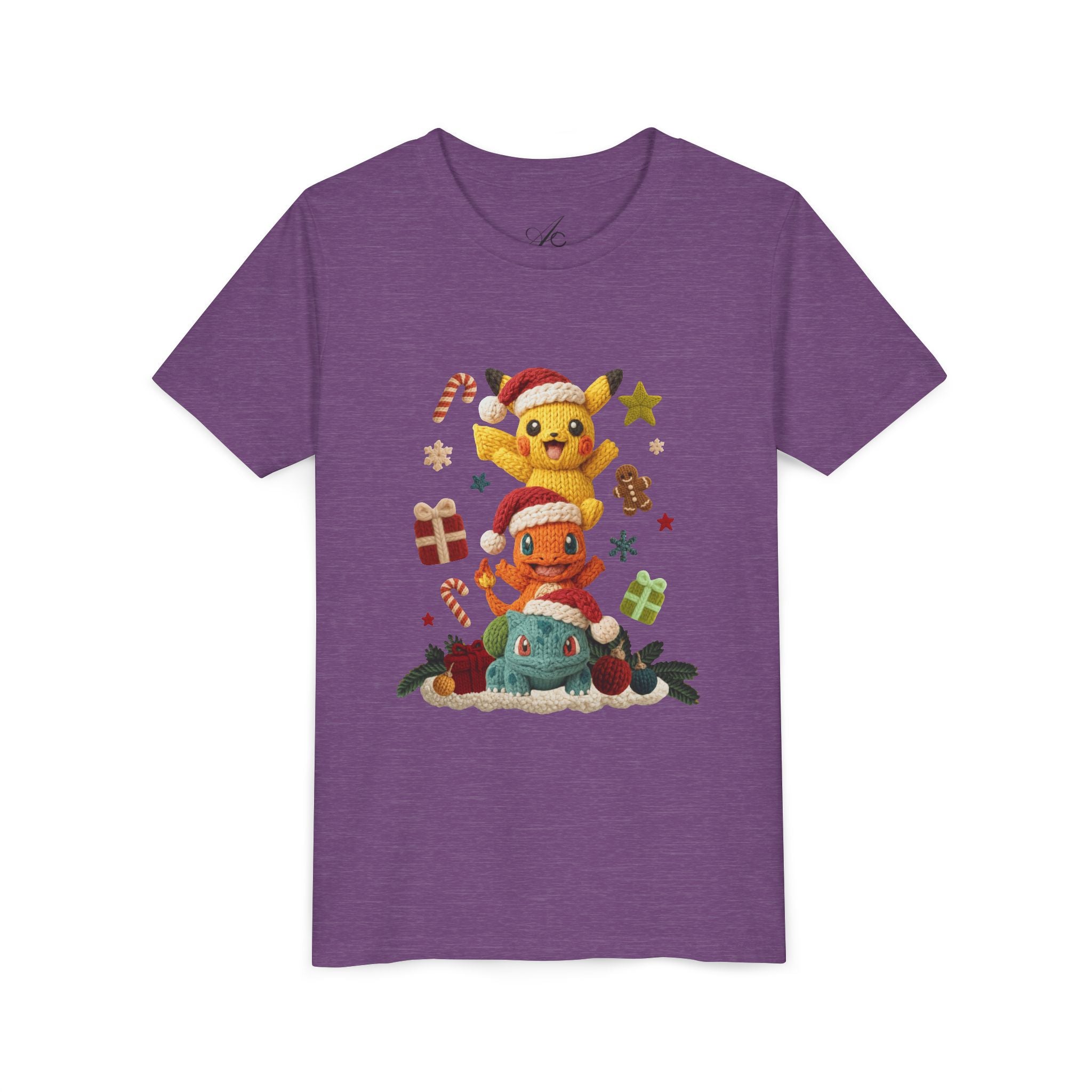 Kids Holiday Tee  Cute Stacked cartoon Characters Christmas Design