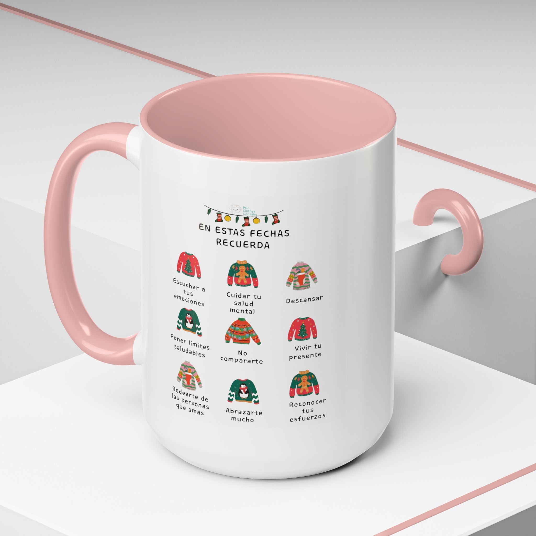Coffee Mug — 'En Estas Fechas Recuerda' Holiday Sweater Reminder Accent Mug (11/15oz)