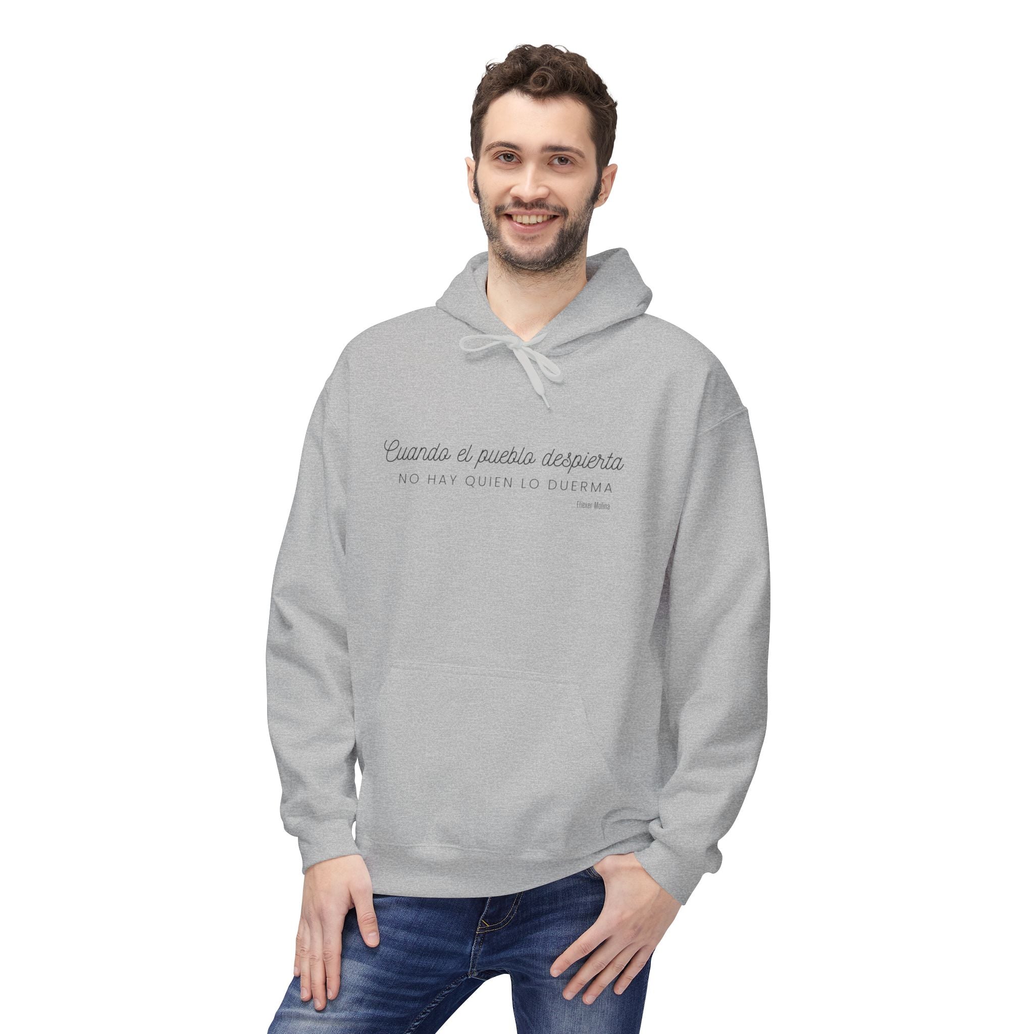 White Hoodie - "Caminas a pa'la desporta" Minimal Script Pullover