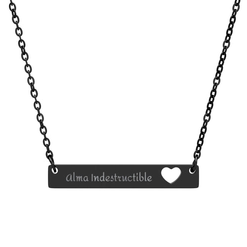 Alma indestructible. Engravable Cutout Heart Bar Necklace — Personalized Name Pendant