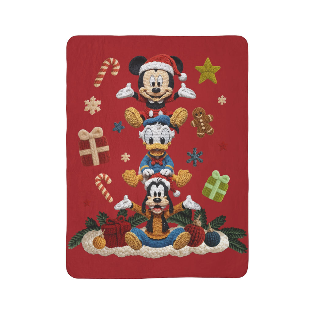 Winter Wonderland Cartoon Fleece Blanket Christmas Disney Fleece Sherpa Blanket  Mickey, Donald & Goofy Holiday Throw