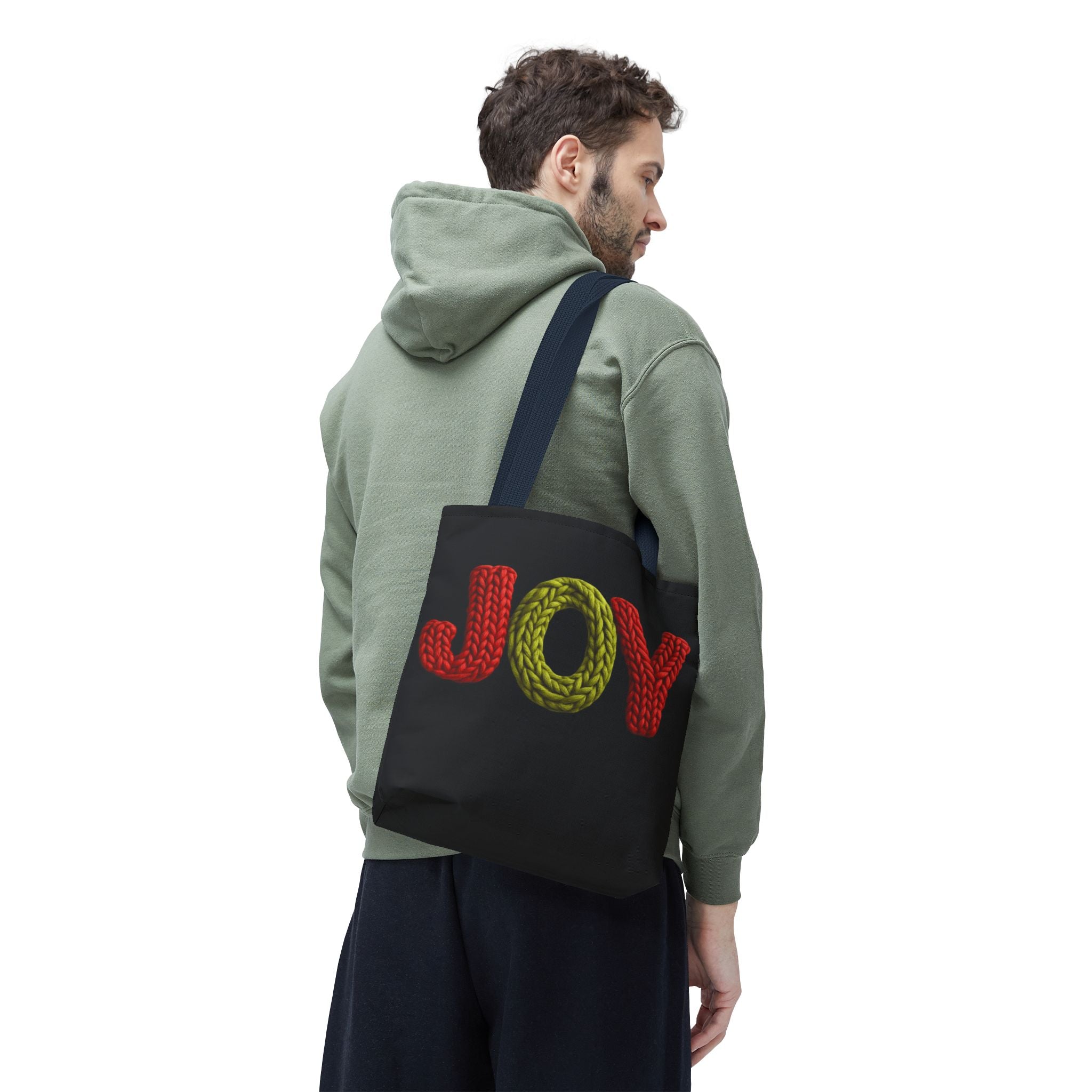 Christmas Tote Bag  Festive Holiday DesigJoy Knit Tote Bag  Colorful 'JOY' Yarn Design, Cozy Holiday Gift Tote